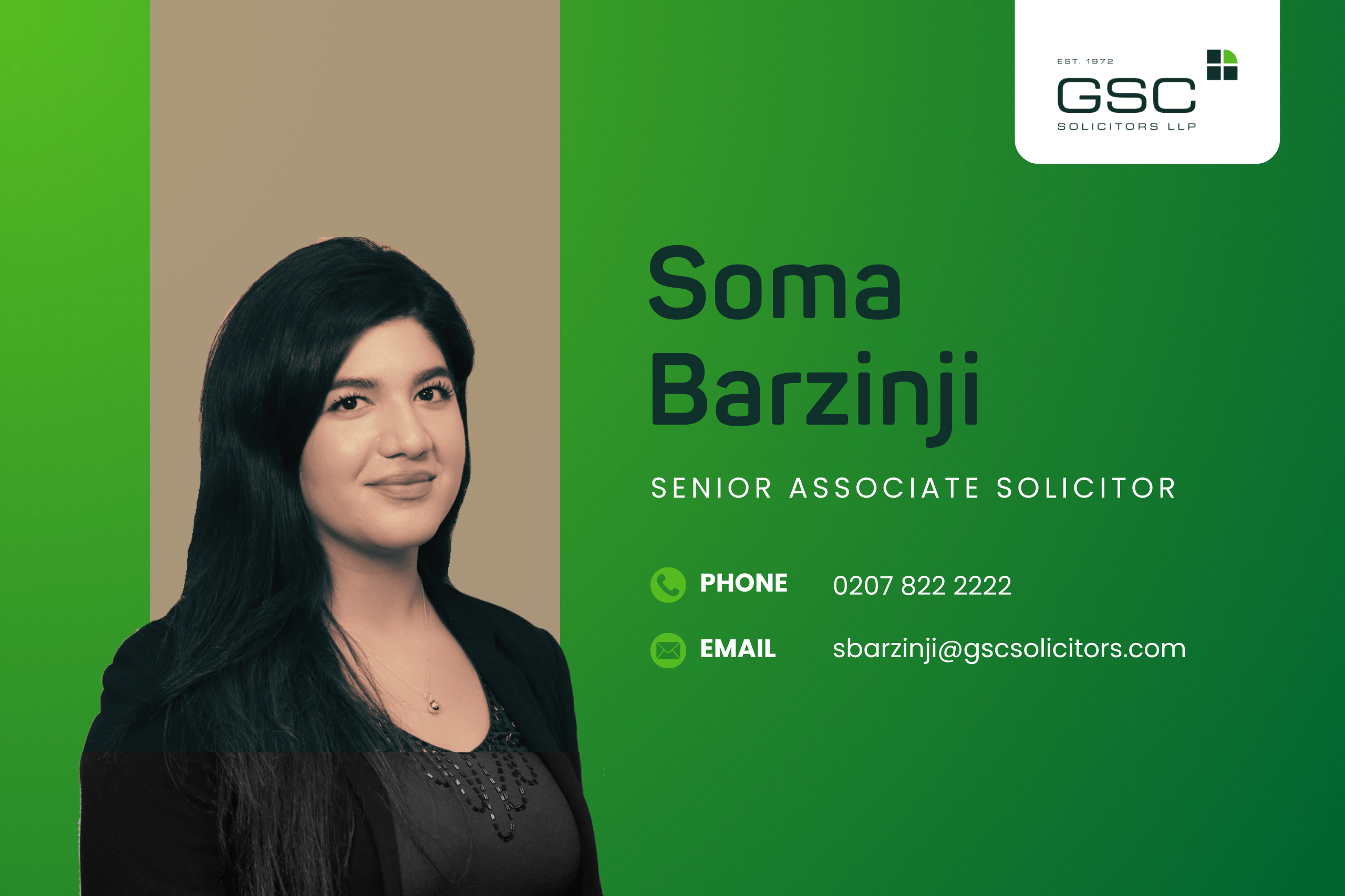 GSC Solicitors welcomes Soma Barzinji as Senior Associate Solicitor